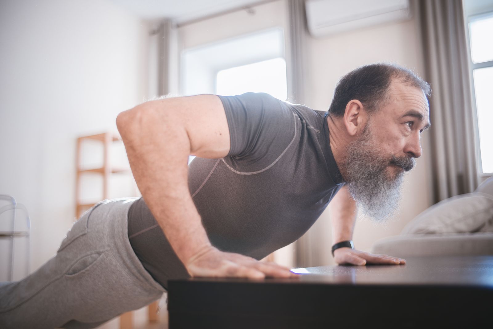 Man completing a simple movement session